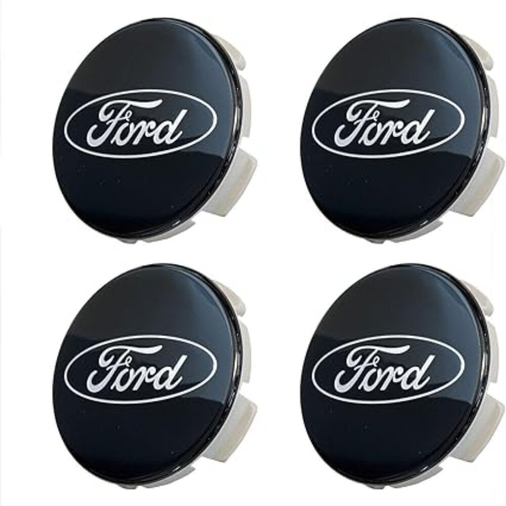 Black on Chrome Ford 54mm/2-1/8" OEM Wheel Rim Center Caps 6M-21-1003 AA…